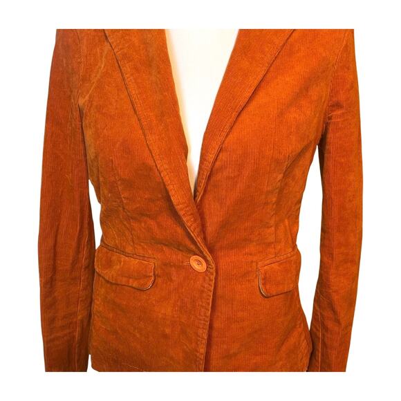 Bench Orange Corduroy Blazer M Slim Fit Preppy Workwear Retro Academic eclectic - Picture 3 of 9